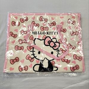 Hello Kitty Women's Pink Cream Canvas Bag Iconic Design Hand Travel Purse NWT